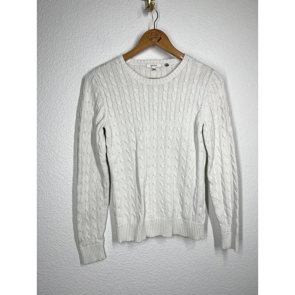 Tyler Boe White Cable Knit Crewneck Sweater Small S Cotton - Picture 4 of 5